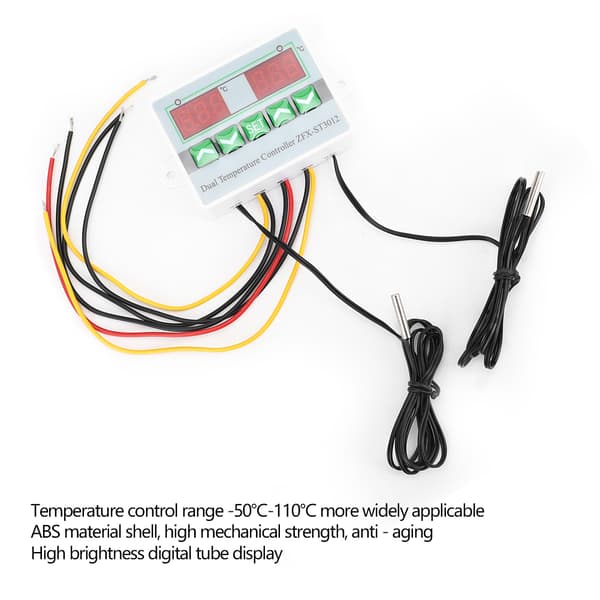 ZFX ST3012 Intelligent Digital Temperaturregulator Dobbelt Display 24V Mikrocomputer Termostat