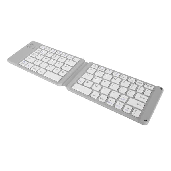 Vikbart Bluetooth-tangentbord Slim Portabelt Trådlöst Tangentbord för Windows 7 8 Surfplatta Notebook Mobiltelefon Grå Vit