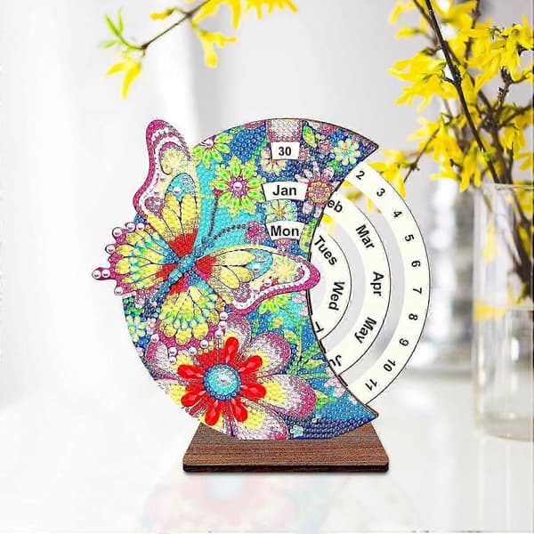 DIY diamant evighetskalender, Mandala diamantmaleri stativ, borddekorasjon