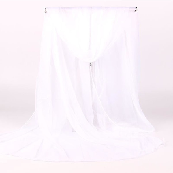 Kvinders lange bløde Wrap sjal Chiffon Silke Casual Tørklæde Tørklæder Stoles White