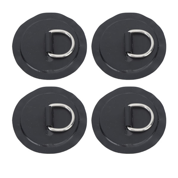 4 stk. D-ring pad PVC rund form stærk rustfrit stål D-ring til båd tømmerflåde paddle board sort