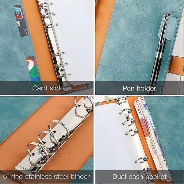A6 PU Leather, Multifunctional Document Folder with 12 Transparent Zipper Pockets
