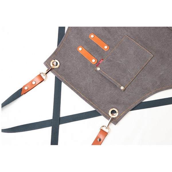 Denim lærred forklæde mælk te cafe kage butik manicure restaurant mænd og kvinder arbejdstøj (brunt, 75 cm),