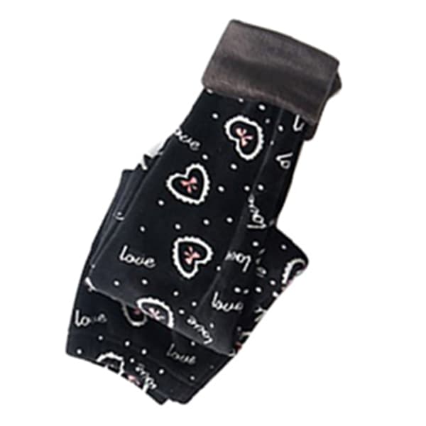 Piger Fleeceforede Leggings Søde Print Slim Fit Sorte Termobukser til Efterår Vinter 120cm 47.2in