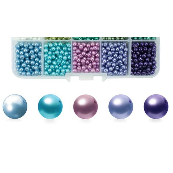 Glaspärlor, runda pärlor, färgade pärlor, används för att göra DIY smycken, olika tillbehör, förpackad kombination (4 mm grön serie),