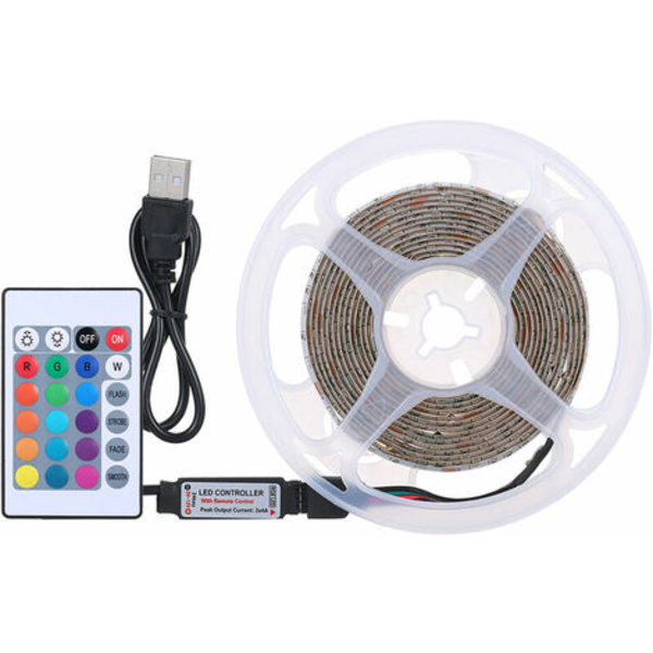 DC5V RGB LED-nauhakaukosäädin USB power 4 valotehostetta IP65 vedenpitävä luokitus SMD3825, 13W 3 metriä 180LED