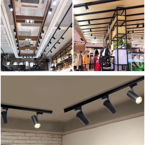Kohdevalot LED-kiskovalo, 30W kiskovalo, kauppakeskuksen ja supermarketin telavalo, power COB-ratavalo (musta kuori-valkoinen valo-6000K, 20w ajovalo