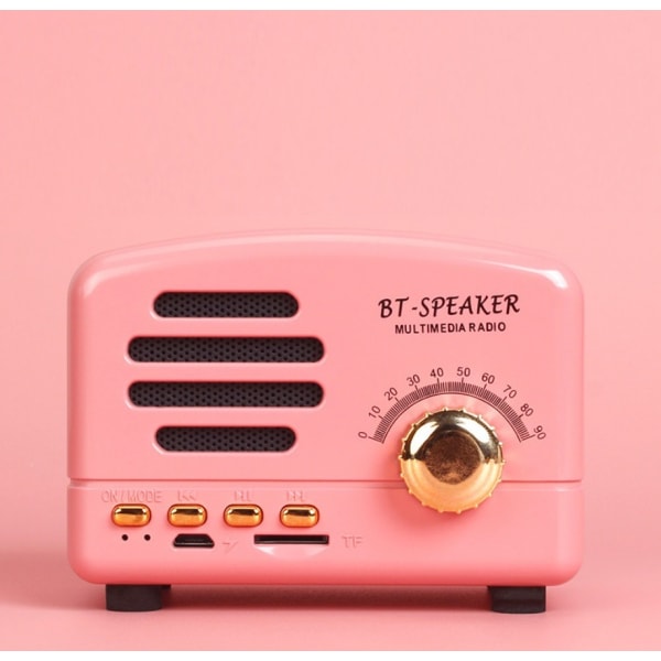Retro kreativ bluetooth ljud trådlös TF-kortradio (rosa),