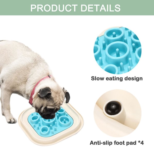 Pet Bowl Pet Food Bowl Hund Creative Slow Food Bowl Anti Choking Slow Food Bowl Blue Circle