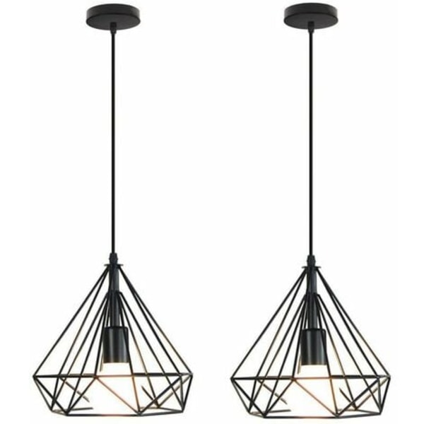 Pendant Light Fixture Chandelier Shade 25cm in Diamond Shaped Iron, Cage Ceiling Lamps with Socket Industrial Style Ligh