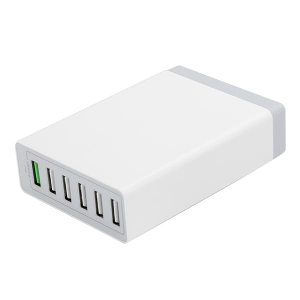 6-porters USB-reiselader Multifunksjonell Hurtiglading 100-240V EU Hvit Effektiv Beskyttelse