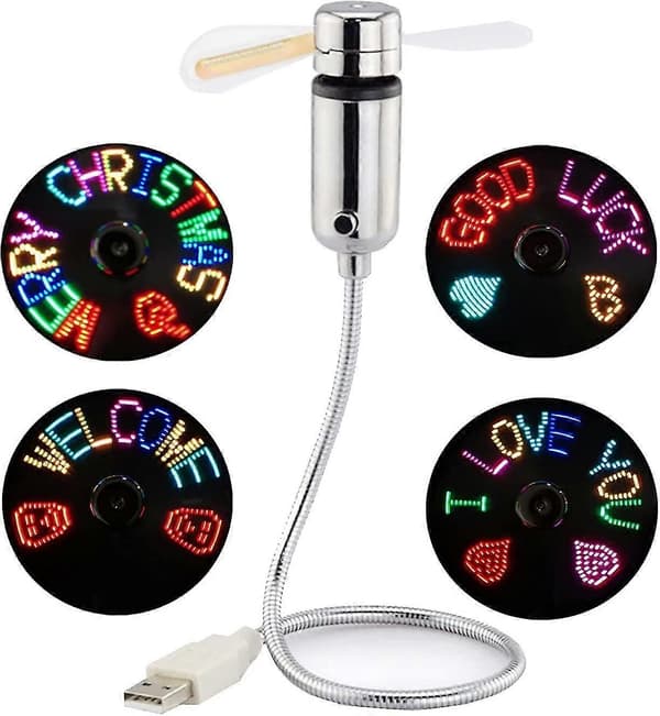 LED USB-blæser, ny kreativ programmerbar USB-drevet bærbar blæser, mini svanehals DIY-meddelelsesblæser til bærbar computer og computer - farverige lys - god