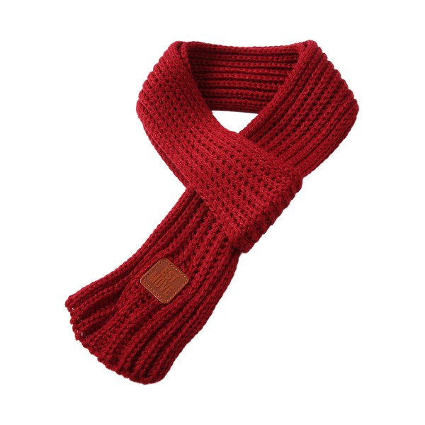 Unisex stickad halsduk för barn Bokstavsmönster Halsduk Halsvärmare sjal för höst och vinter Purplish Red One Size