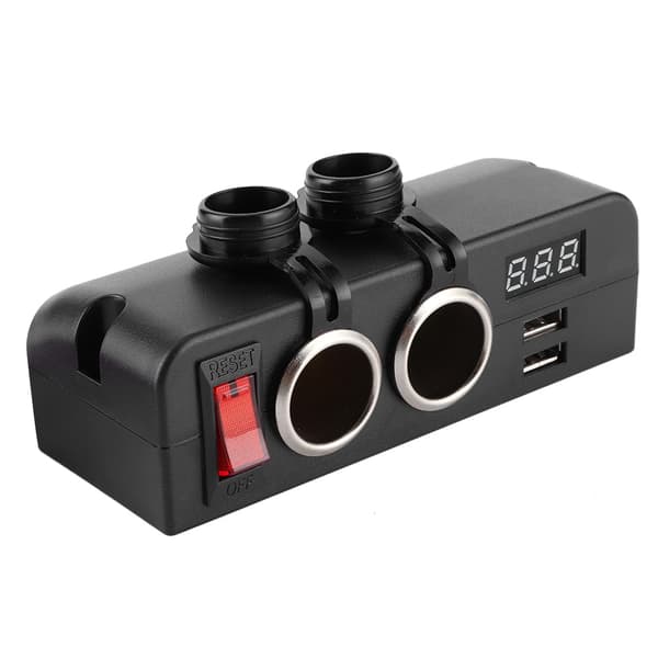 Sigarettenneruttak Splitter 3 i 1 Multifunksjon USB Billader Voltmeter Strømadapter