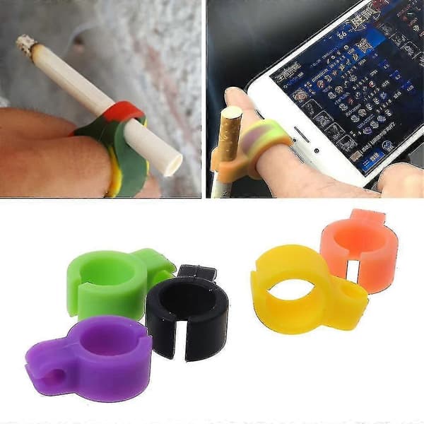 5 stk./sett silikon sigarettholder-ring, håndfri sigarett-fingerring