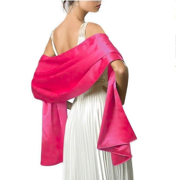 Satin Pure Color Sjalar Rose Red One-size
