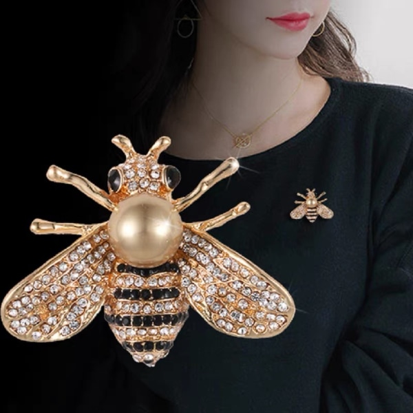 1. Insekt Series Little Bee Broscher Strass Pearl Pin Broo Gold