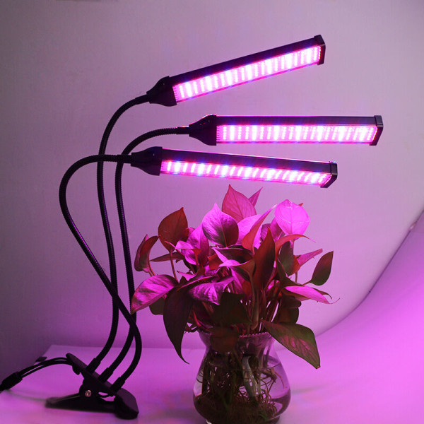 LED Havebrugslampe Plantelampe Fuldspektrum plantevækstlampe 3 hoveder Fuldspektrum plantevækstlampe til frøplanter,