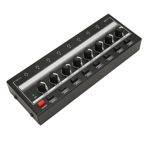 8 Output 1 Input Stereo Hovedtelefonforstærker Klar Lyd Kompakt Metal Headset Forstærker til Studio Scene 100-240V EU Stik