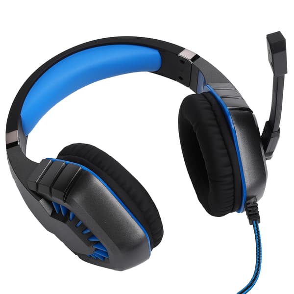 Kablet Gaming-hovedtelefon med LED-lys Mikrofon Computer Spil Headset Plug and Play (Blå Sort)