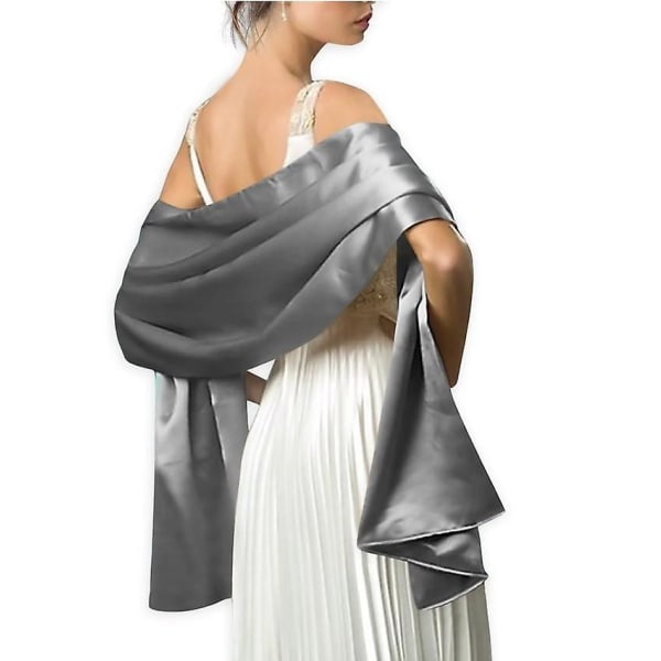 Satin Pure Color Sjalar Grey One-size