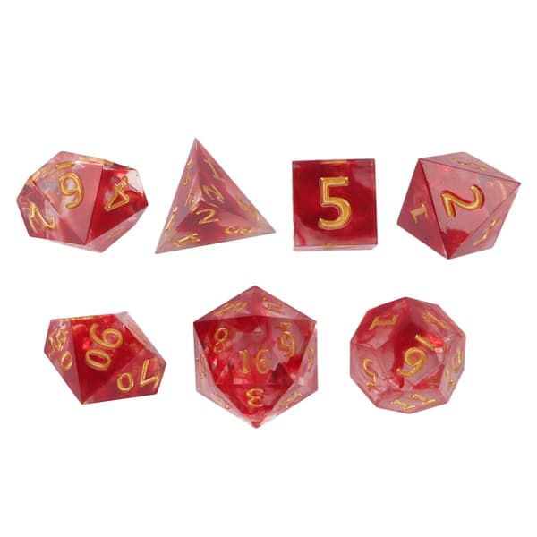 7 st Resin Polyhedral Tärningsset Blodfärg Klara Siffror Rollspel Brädspel