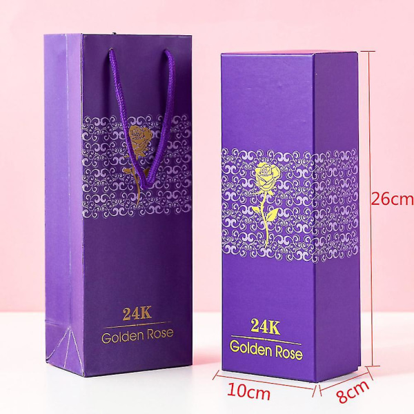 24k Folio Golden Rose -kukkakimppu tyttöystävälle ystävänpäivälahja Purple