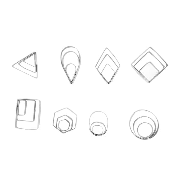 24 stk. geometriske kageudstikkere i rustfrit stål DIY bageforme til kiks