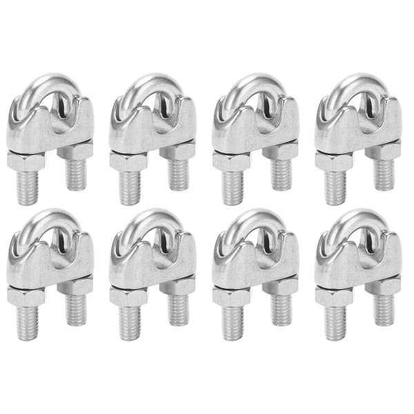 8 stk. 3/8 tommer M10 rustfritt stål vaierkabelklemme U-bolt salfeste
