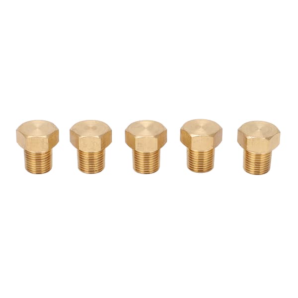 5 stk. solid messing sekskantplugg 1/8 NPT hann-gjenge anti-korrosjon universell bilmontering