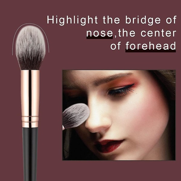 Highlighterborste, Premium Bronzer Face Makeup Brush, perfekt för kindnäsblandning Classic Black