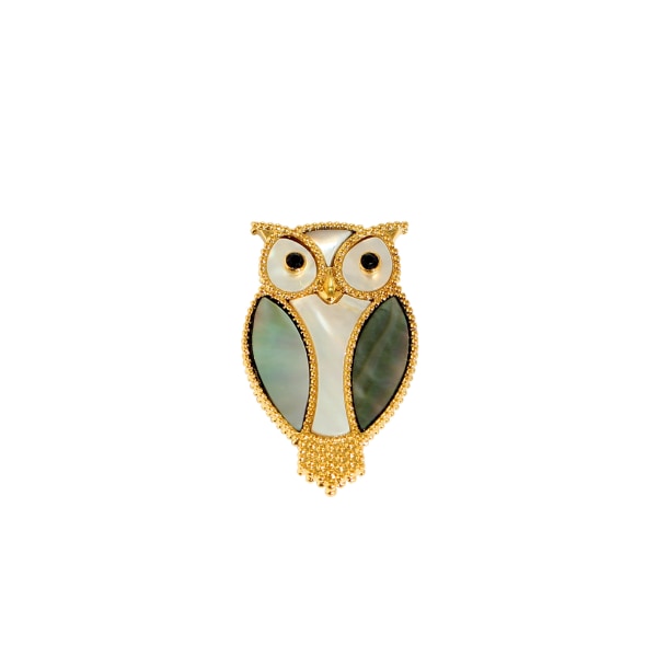 Ny brosch kvinnlig ugla design brosch anti-ljus knapp fritillary emalj