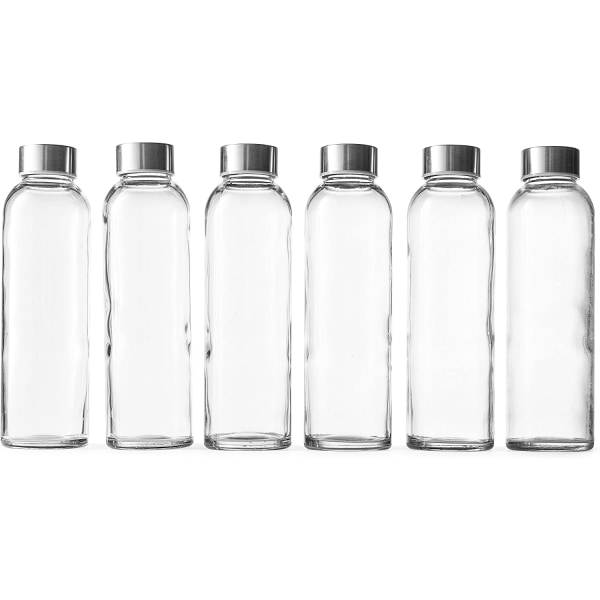 Clear Glass Bottles with Lids - Reusable Fruit Juice Water Bottles - Wide Mouth Liquid Storage Containers for the Fridge
