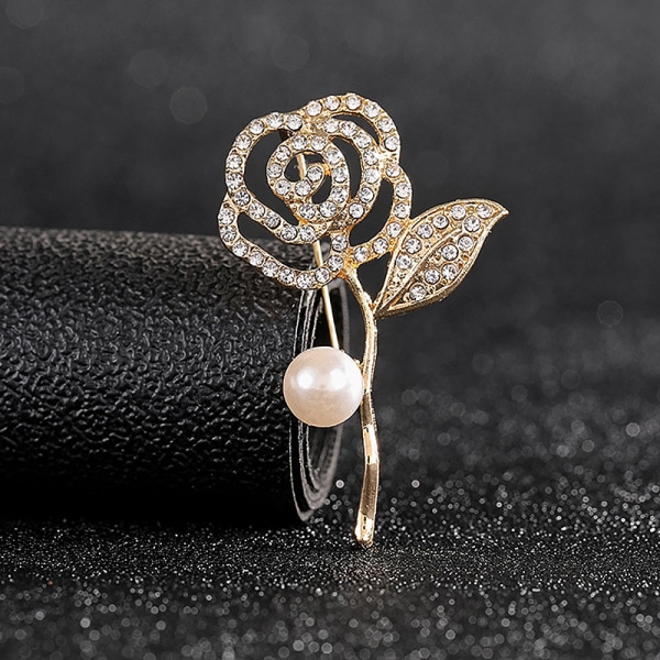 Mode Anti-förlorad Strass Pearl Pin Corsage Flower Brosch Je