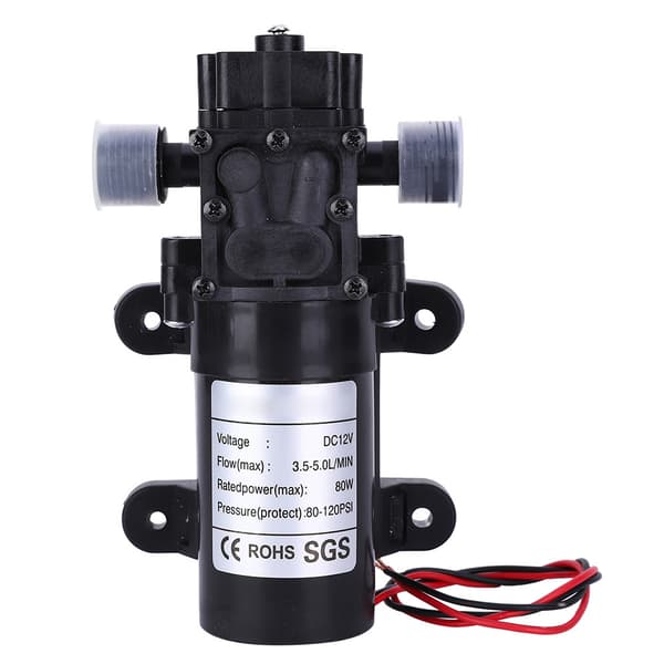 Mini selvansugende tilbageløbsmembranpumpe DC12V FL3210H 80W 1/2 tomme højre vandudløb
