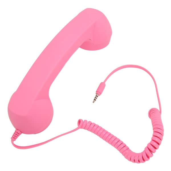Retro Strålingssikker Kablet Telefonhåndsæt 3,5 mm Stik til Smartphone Computer Pink