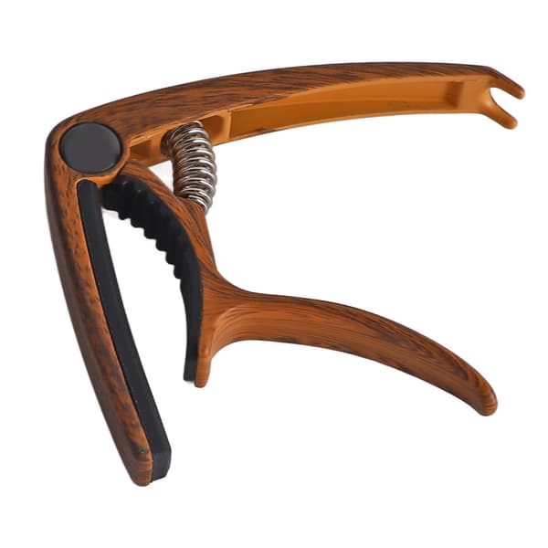 Gitarr Capo Metall Justerbar Fjäderspänning Capo för Akustisk Elektrisk Ukulele Bas Brun Träkorn