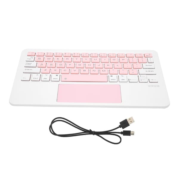 Trådlöst Multi Touch Uppladdningsbart Bärbart Tangentbord för IOS-surfplatta Vit Rosa