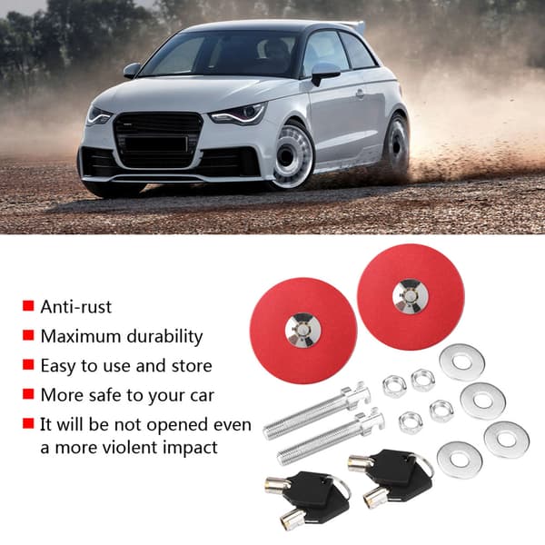 Universal Motorhuv Lås Nyckel Pin Kit Säkerhetsspärr Pin (Röd)