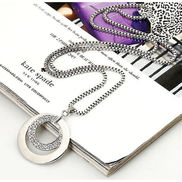 Lang kæde Kvinder Fashion Crystal Rhinestone sølvbelagt vedhæng halskæde gave