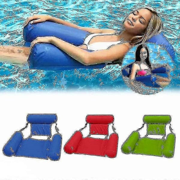 Oppustelig Flydende Badestol Poolstol Lounge Stol Strand Vandseng Sommer V A DarkBlue