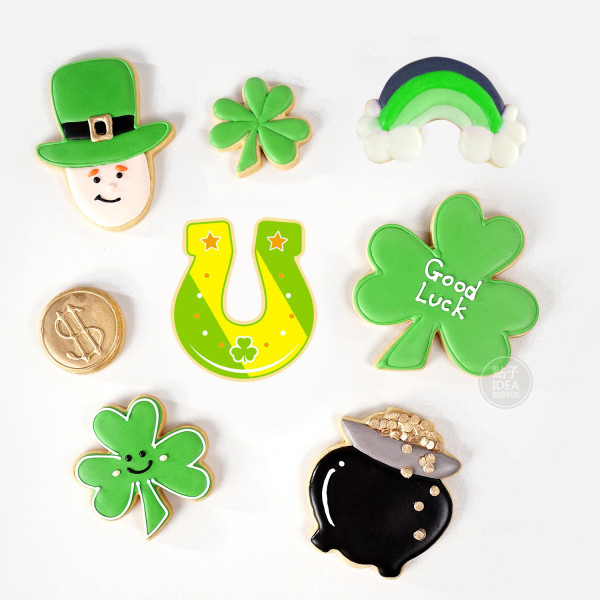 8 kappaleen set St. Patrick's Day Irlannin neliapila Rainbow Horseshoe -keksileikkurit ruostumattomasta teräksestä,