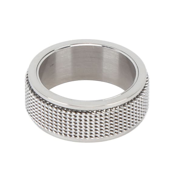 8MM Herre Titanium Stål Støjfri Spinner Ring Angst Stress Relief Sølv 65mm 2.6in