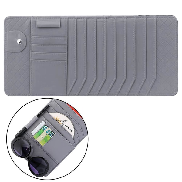 Cd Solskærm Organizer Cd Dvd'er Opbevaring Etui Holder Læder Vehicle Organizer Lommer Organization Til Bil Kreditkort Lommer Solbriller Pen Hol Grey