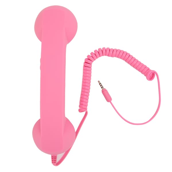 Retro Strålningssäker Trådbunden Telefonlur 3,5 mm Plugg för Smartphone Dator Rosa