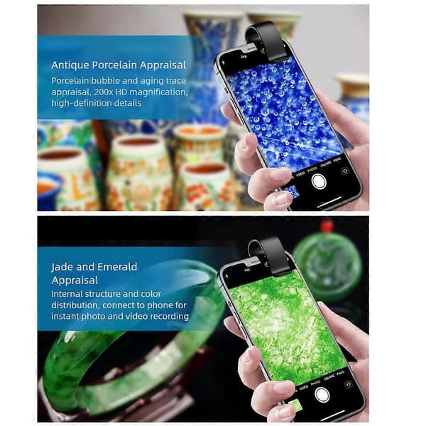 Nano-Zoom 200x til iPhone Bærbart Telefonmikroskopobjektiv til iPhone Androids Black A