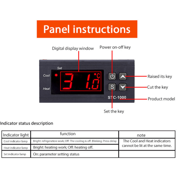 Elektronisk digital display kläckande akvariumtermostat, styrenhet (110-220V)