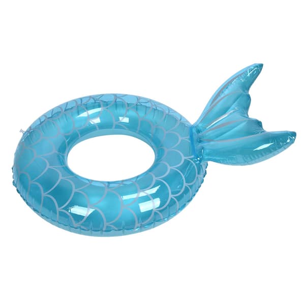 Blå Fishtail Oppustelig Badering Pool Float til Voksen Strandferie