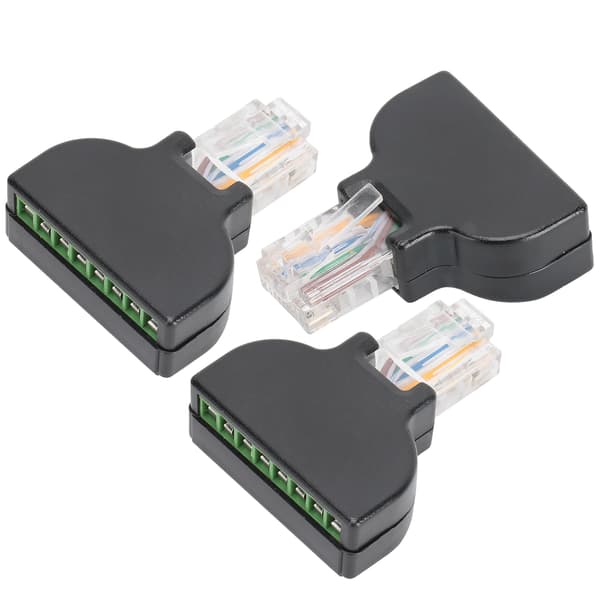 3 sett RJ45 hann til 8-pinners skruklem-kontaktadapterplugg Jack AV Digital