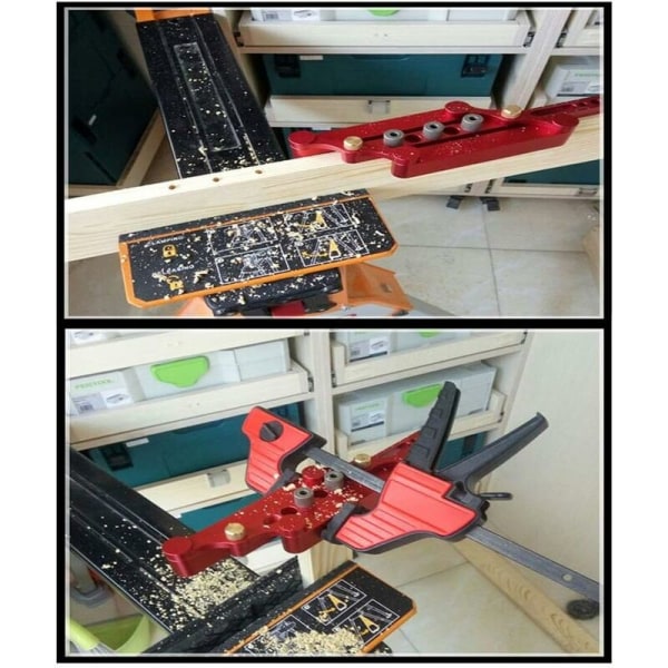 1:ssä pystysuora tenon-punch Locator -puuntyöstötyökalu (punainen suora reuna) työkaluhuoneeseen